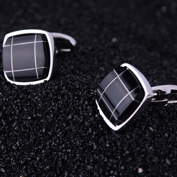 Мъжки квадратни черни ръкавели 