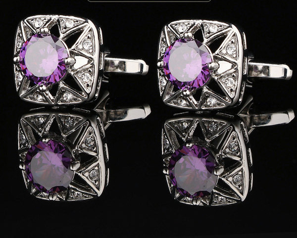 Стилни мъжки копчета за ръкавели с камъни