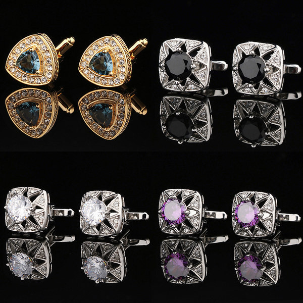 Стилни мъжки копчета за ръкавели с камъни