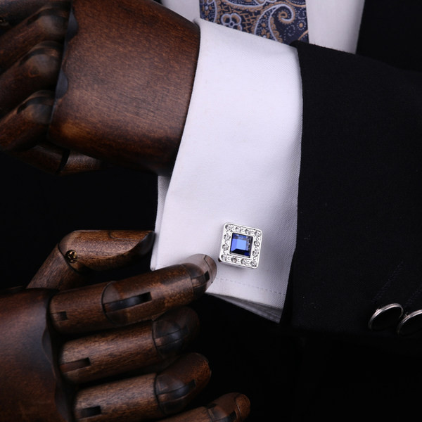 Квадратни мъжки копчета с камъни за ръкавели