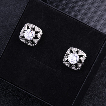 Квадратни мъжки копчета за ръкавели с камъни