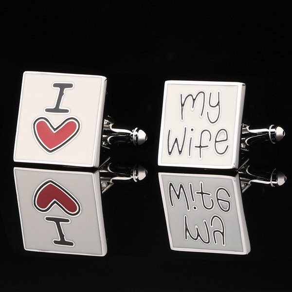 Квадратни мъжки копчета за ръкавели с надпис