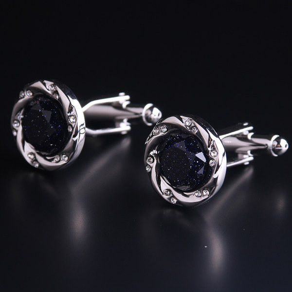 Кръгли мъжки копчета с камъни за ръкавели