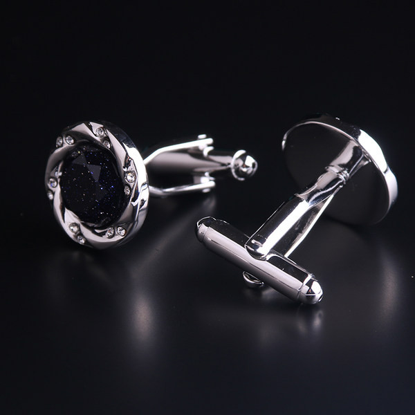 Кръгли мъжки копчета с камъни за ръкавели