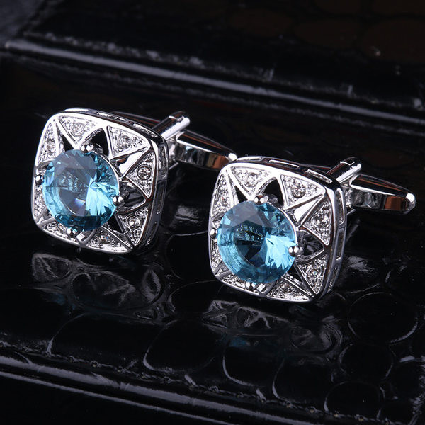 Мъжки квадратни копчета с камъни за ръкавели