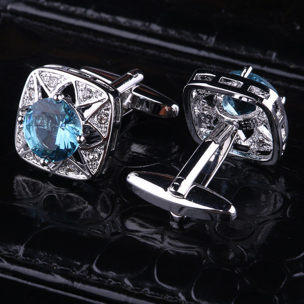 Мъжки квадратни копчета с камъни за ръкавели