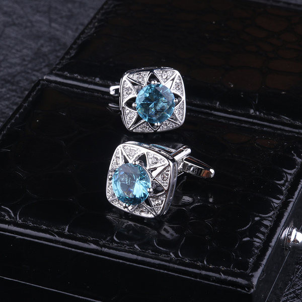 Мъжки квадратни копчета с камъни за ръкавели