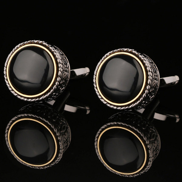 Мъжки кръгли черни ръкавели