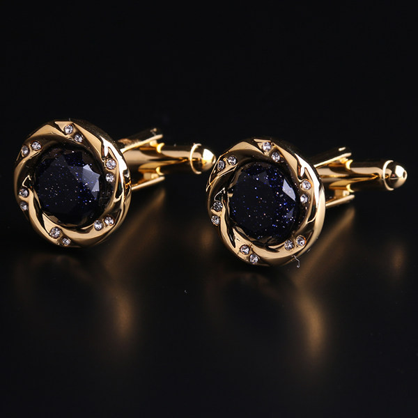 Мъжки кръгли ръкавели с камъни