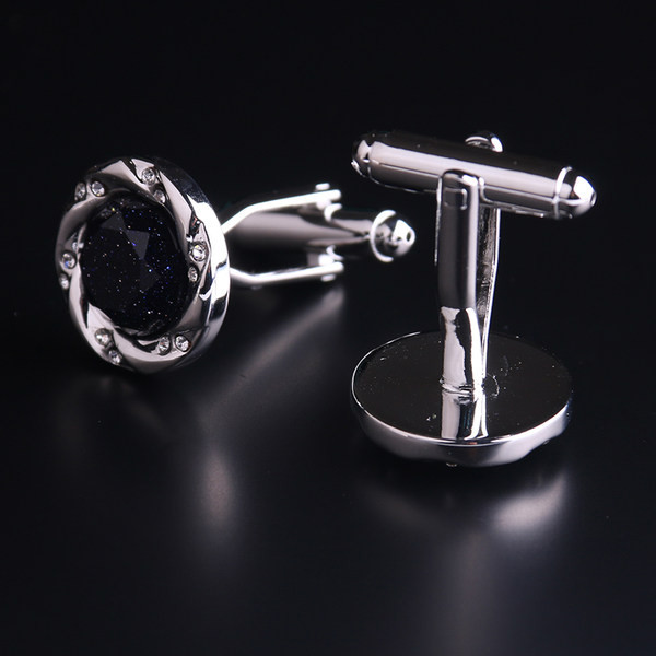 Мъжки кръгли ръкавели с камъни