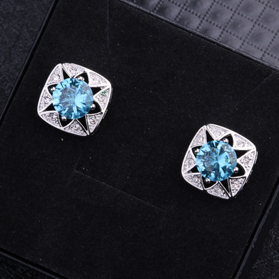 Мъжки  квадратни копчета за ръкавели с камъни