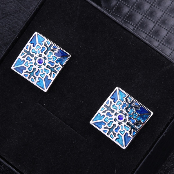 Мъжки квадратни копчета за ръкавели с камък