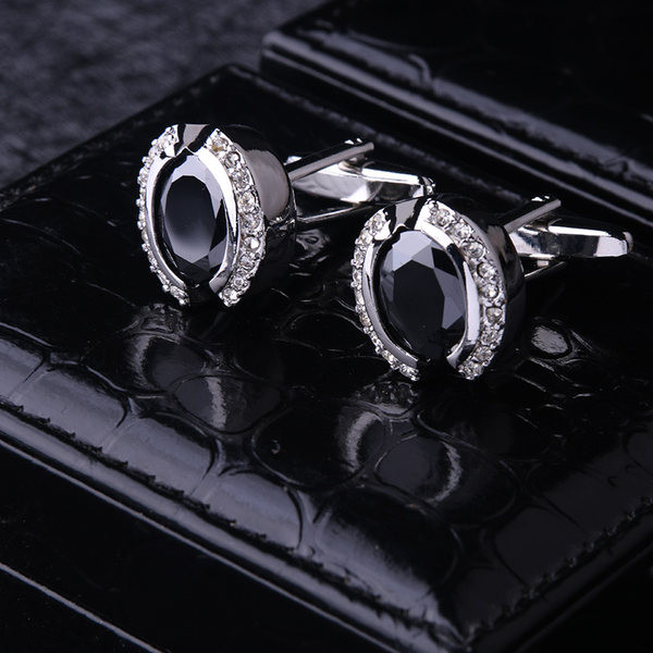 Мъжки кръгли копчета с камъни за ръкавели