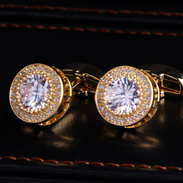 Кръгли копчета за ръкавели с камъни