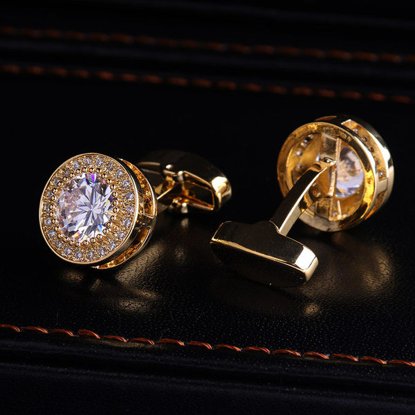 Кръгли копчета за ръкавели с камъни