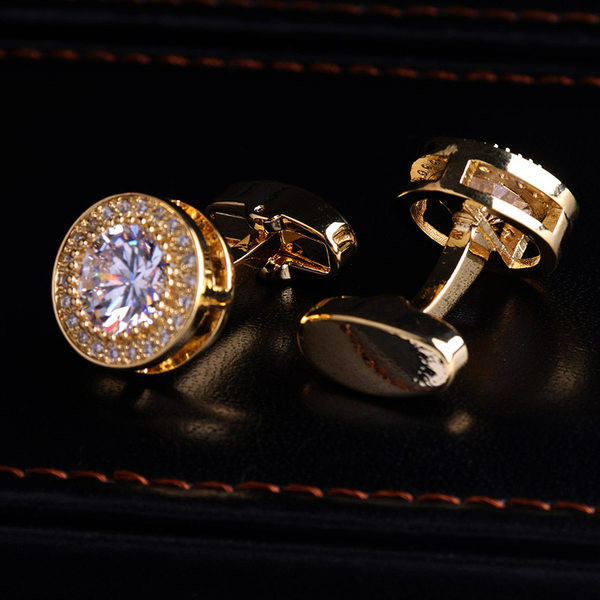 Кръгли копчета за ръкавели с камъни