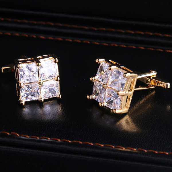 Мъжки квадратни копчета за ръкавели с камъни