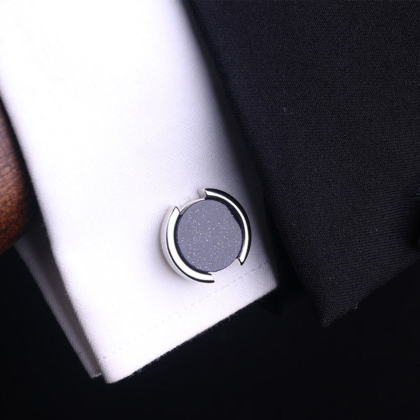 Мъжки кръгли черни - ръкавели 