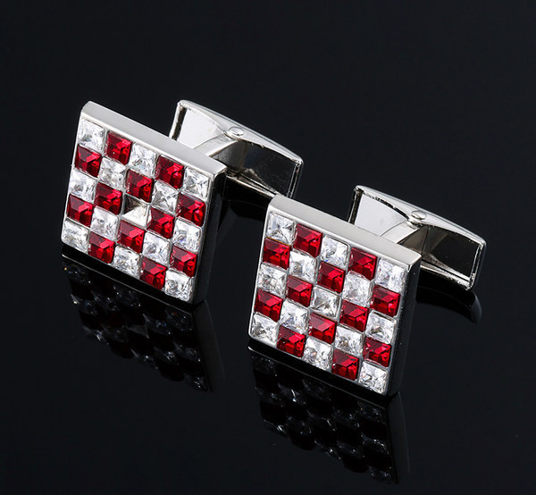 Квадратни копчета с камъни за ръкавели 