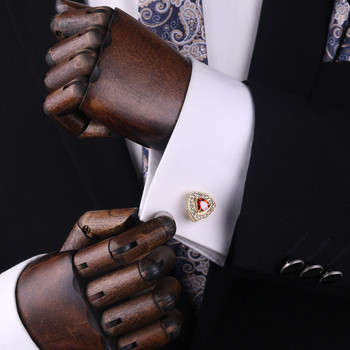 Модерни мъжки ръкавели с декоративни цветни камъни