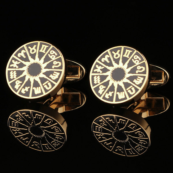 Кръгли копчета за ръкавели с зодиакални знаци
