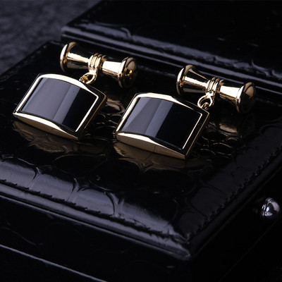 Men`s Cufflinks with Chain and Stone