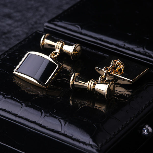 Мъжки копчета за ръкавели с верижка и камък