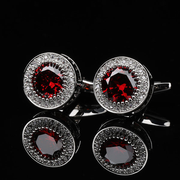 Кръгли  копчета за ръкавели с камъни