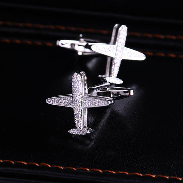 Мъжки копчета за ръкавели тип самолет с камъни