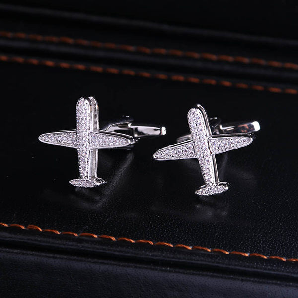 Мъжки копчета за ръкавели тип самолет с камъни