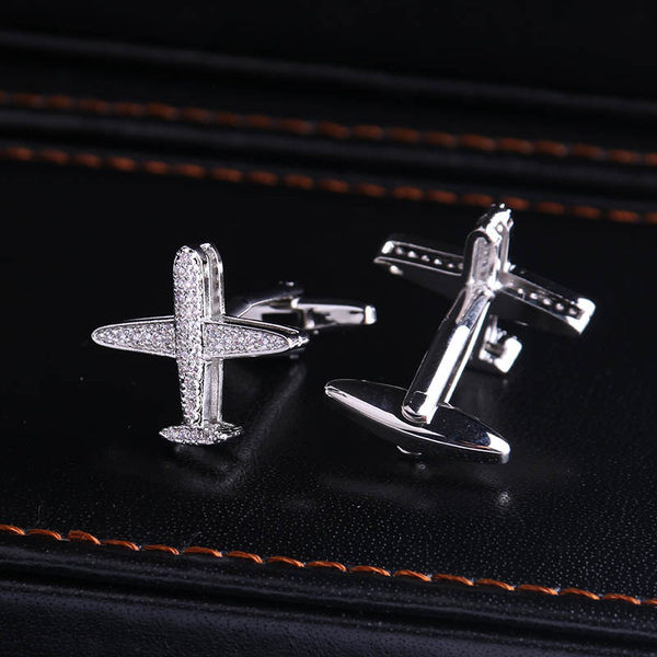 Мъжки копчета за ръкавели тип самолет с камъни
