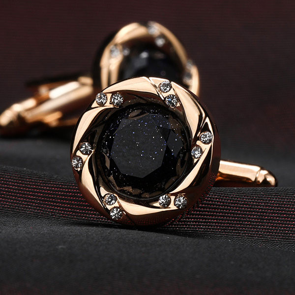 Копчета за ръкавели с камъни -златист цвят