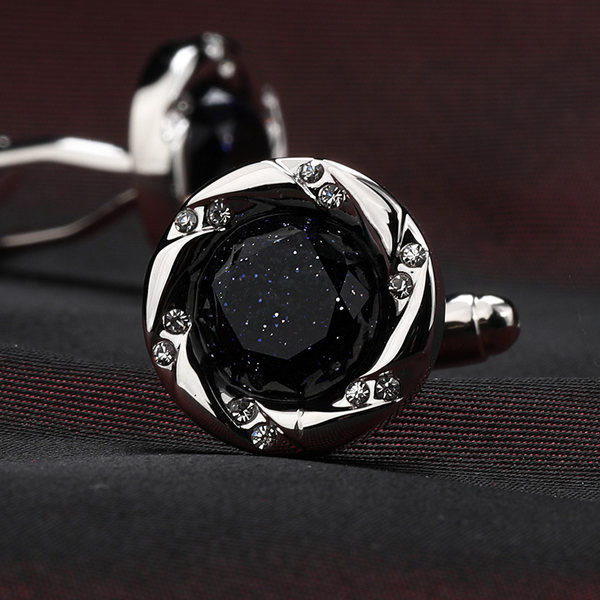 Кръгли копчета за ръкавели с камъни