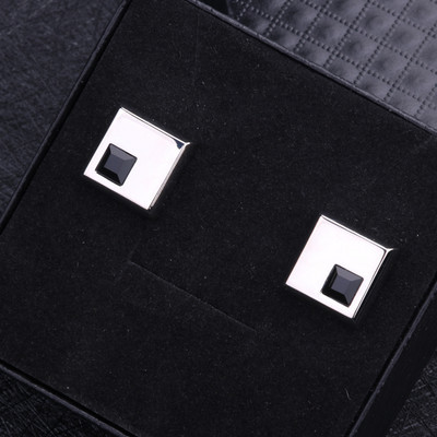 Сребристи мъжки копчета за ръкавели в квадартна форма