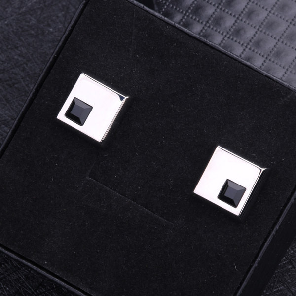 Сребристи мъжки копчета за ръкавели в квадартна форма