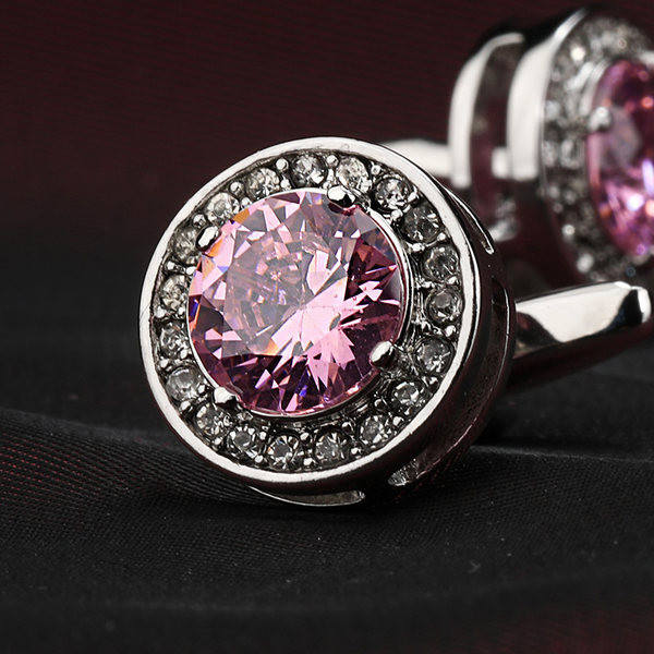 Мъжки кръгли ръкавели с цветен камък 