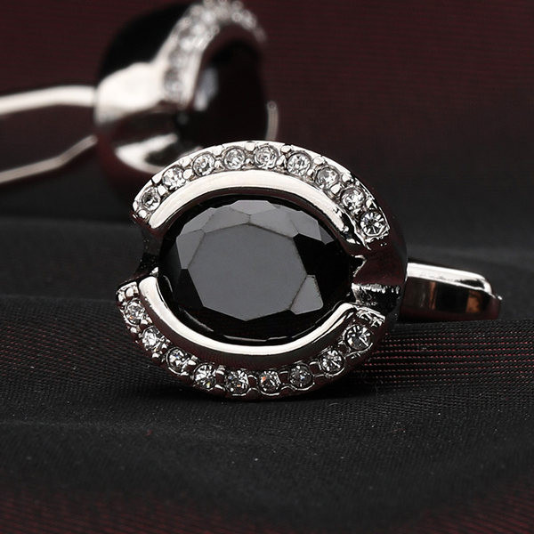 Модерни мъжки ръкавели с декоративни камъни