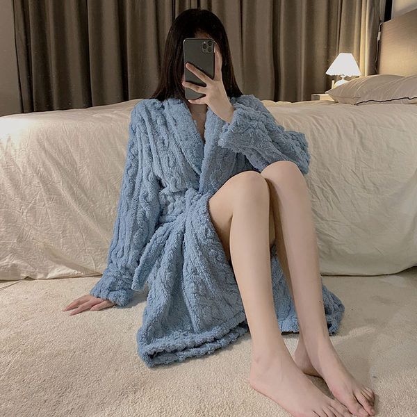 Дамски плюшен - халат в три цвята 