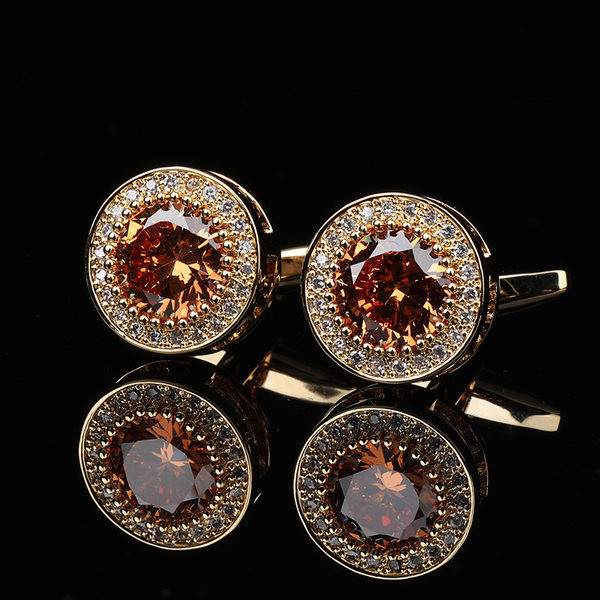 Férfi kerek mandzsettagomb kövekkel