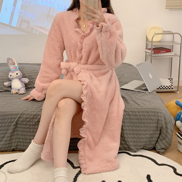 Дамски халат с колан ежедневен модел