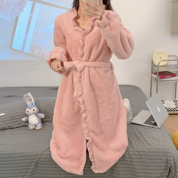 Дамски халат с колан ежедневен модел