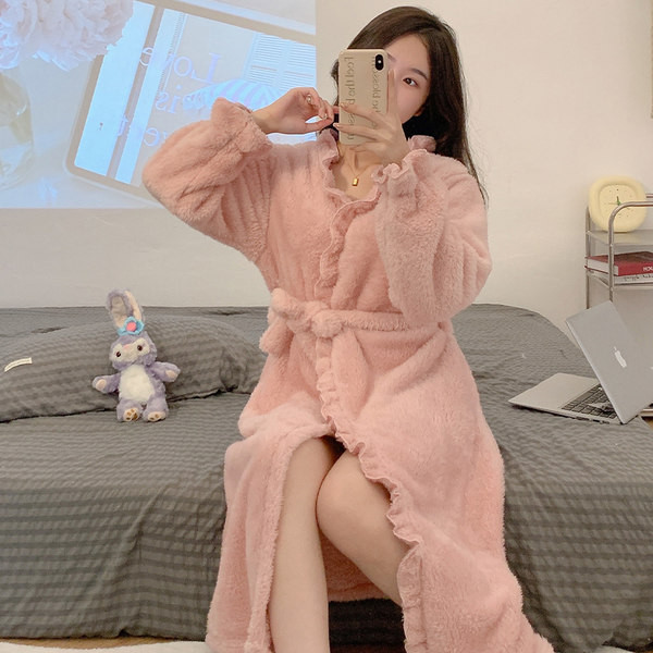 Дамски халат с колан ежедневен модел