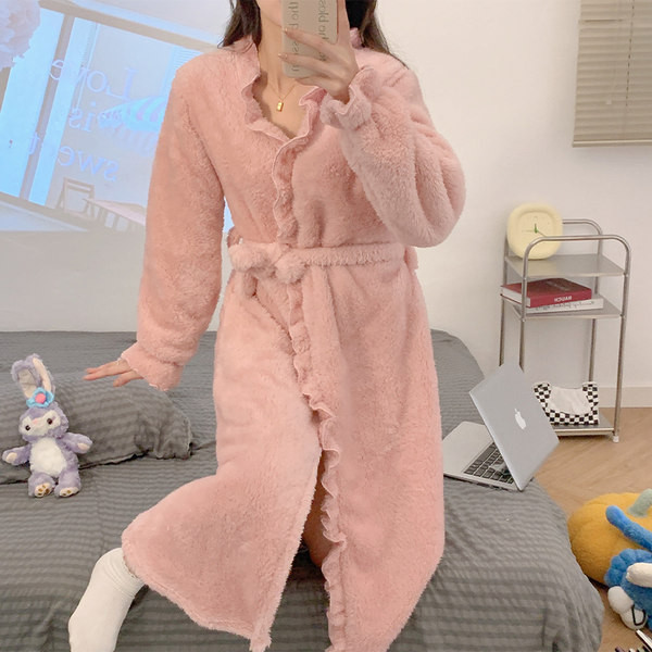 Дамски халат с колан ежедневен модел