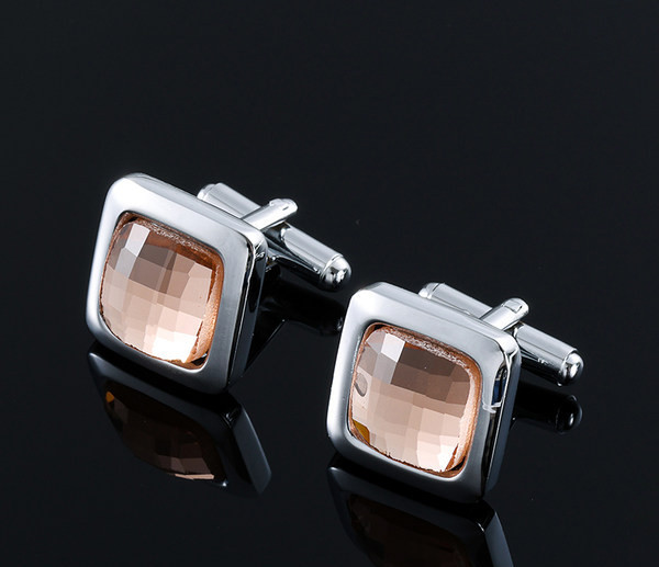 Квадратни мъжки копчета за ръкавели с цветни декоративни камъни