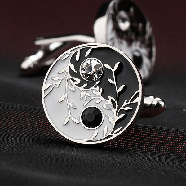 Modern férfi mandzsettagombok virágos elemekkel