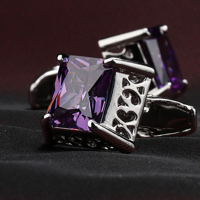 Men`s cufflinks with colored stone