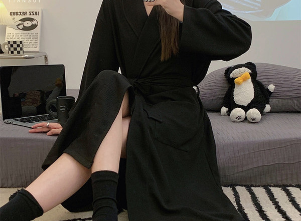 Дамски ежедневен халат с колан и джоб