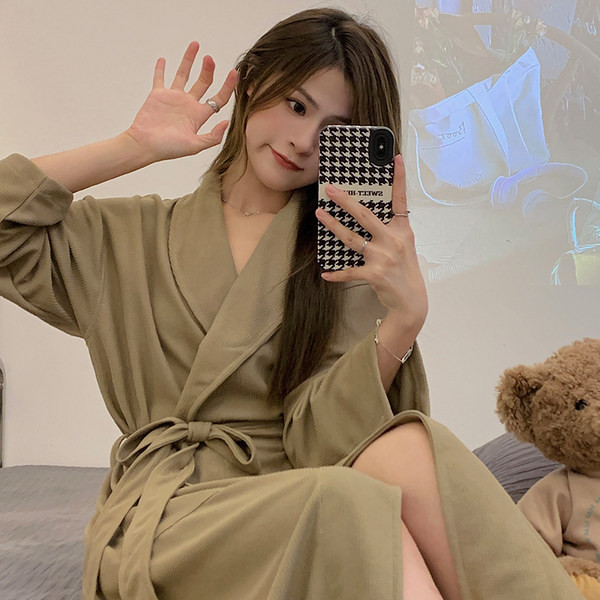 Дамски ежедневен халат с колан и джоб