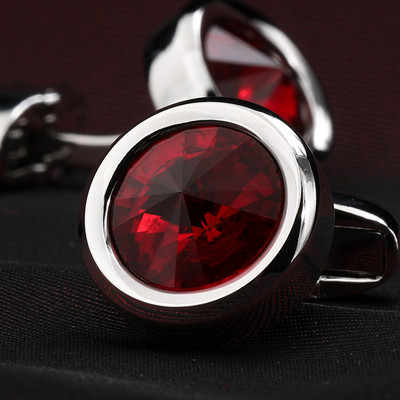 Modern men`s cufflinks with colorful decorative stone