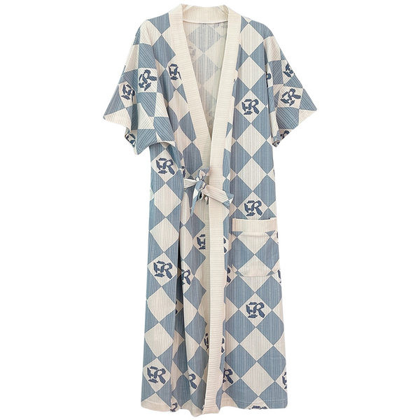 Дамски ежедневен халат с къс ръкав и принт